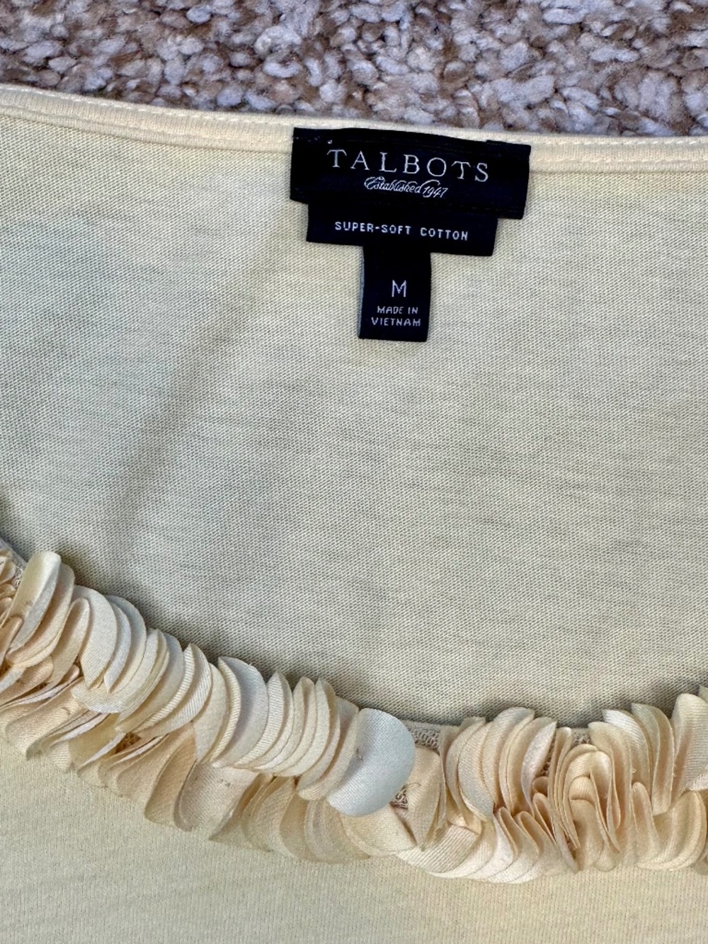 Talbots 100% Cotton Ruffle Garland Neckline Top, Size M - Picture 7 of 8
